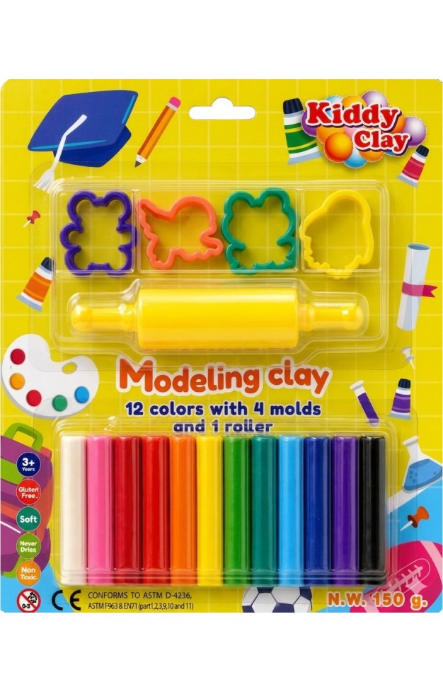Modeling Clay 12 colors with 4 molds and 1 roller